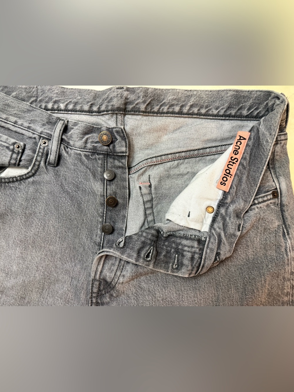Vintage Acne Studios Gray Button-Fly Denim Jeans